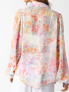 Sheer Floral Print Shirt