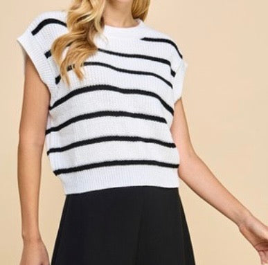 Striped Sweater Short Sleeve Top