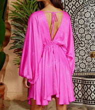Load image into Gallery viewer, V-Neck Dolman Sleeve Fuchsia Dress
