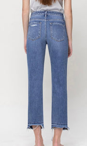 High Rise Released Hem Crop Straight Jeans