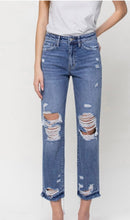 Load image into Gallery viewer, High Rise Released Hem Crop Straight Jeans
