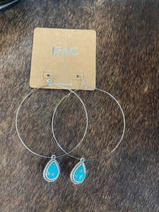 Hoop Earrings w/ Turquoise Stone