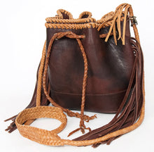 Load image into Gallery viewer, Braided Leather Drawstring Purse
