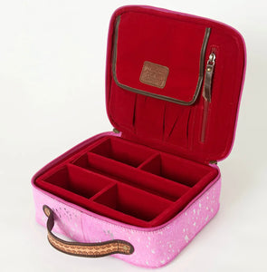 Hot Pink Metallic Buckstitch Jewelry Case