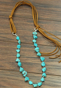 Turquoise Stone W/ Suede Necklace