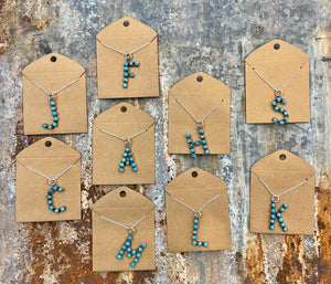 Turquoise Stone Letter Necklaces