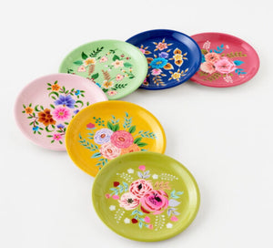 Hand Painted Floral Stainless Plates