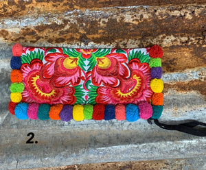 PomPom Embroidered Clutch