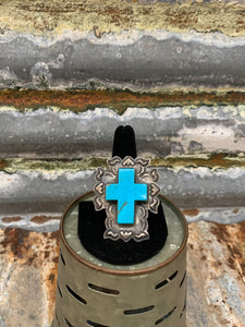 Turquoise Old Pawn Cross Ring