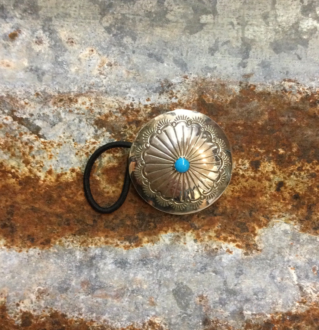 Silver/Turquoise Concho Hair Tie