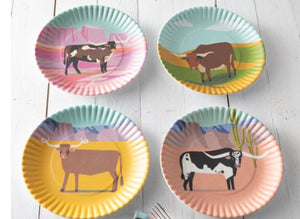 Longhorn Colorful “Paper” Plate Set of 4