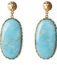 Load image into Gallery viewer, CG Turquoise &amp; Gold Large Drop Earrings

