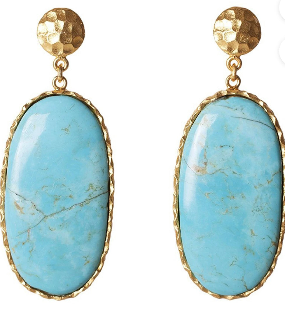 CG Turquoise & Gold Large Drop Earrings