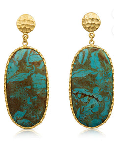CG Turquoise & Gold Large Drop Earrings