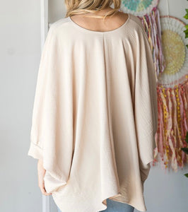 Solid V Neck Oversized Oatmeal Top