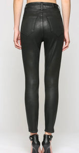 Black Coated Five Button High Rise Skinny