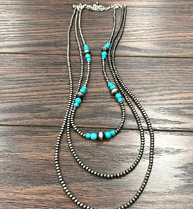 3 Strand navajo pearls & Turquoise Beads